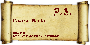 Pápics Martin névjegykártya