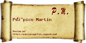Pápics Martin névjegykártya