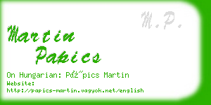 martin papics business card